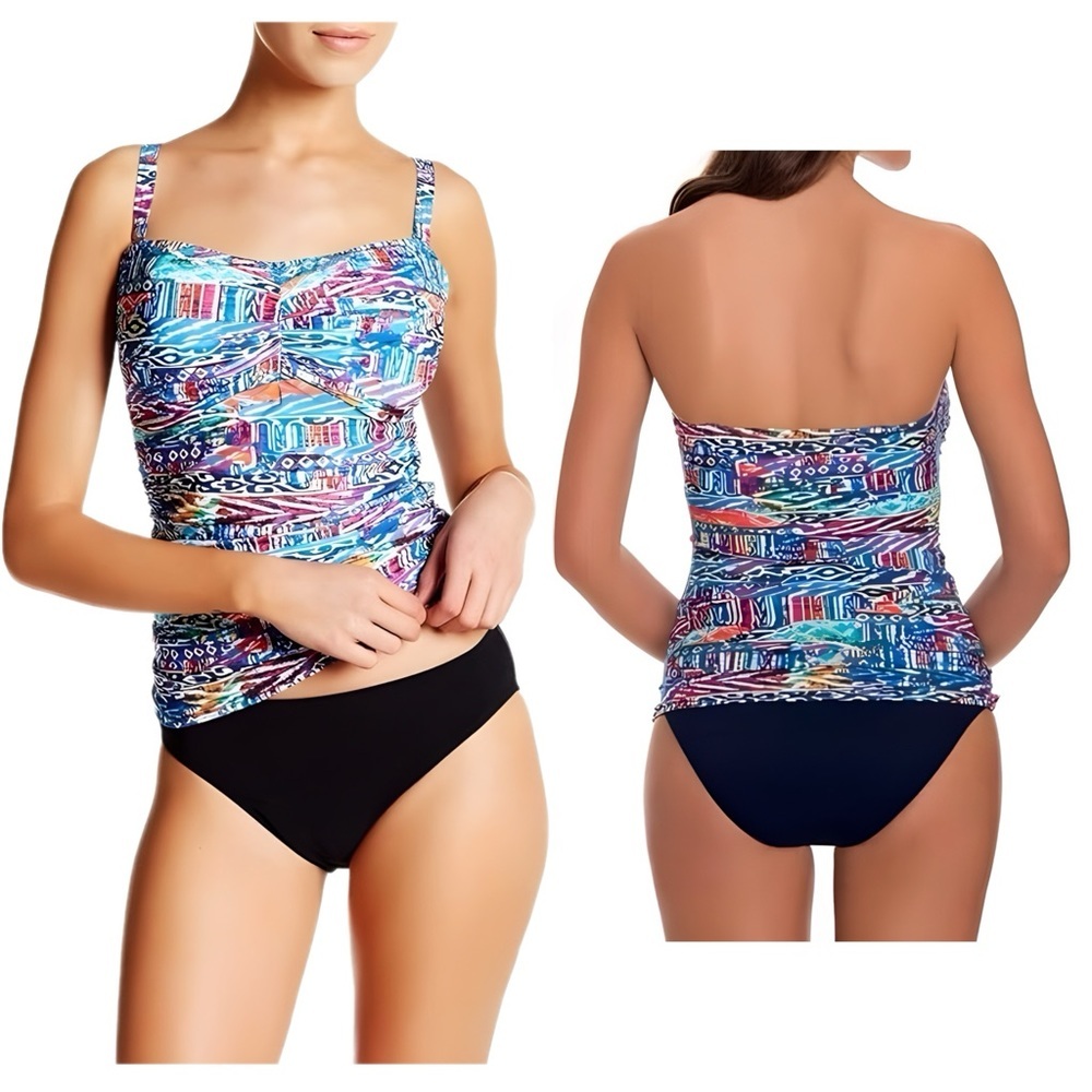 Profile by Gottex Women's Underwire Bandeau D-Cup Tankini Top. NWT!
